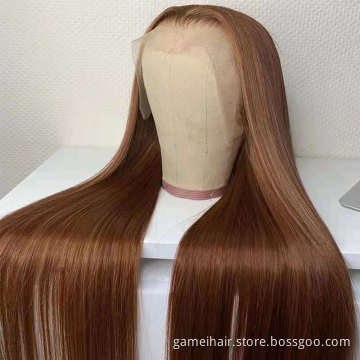 150% Density 13*4 Lace Front Wig Medium Brown Lace Frontal Wig 100% Human Hair Wig With Bleached And No Shedding